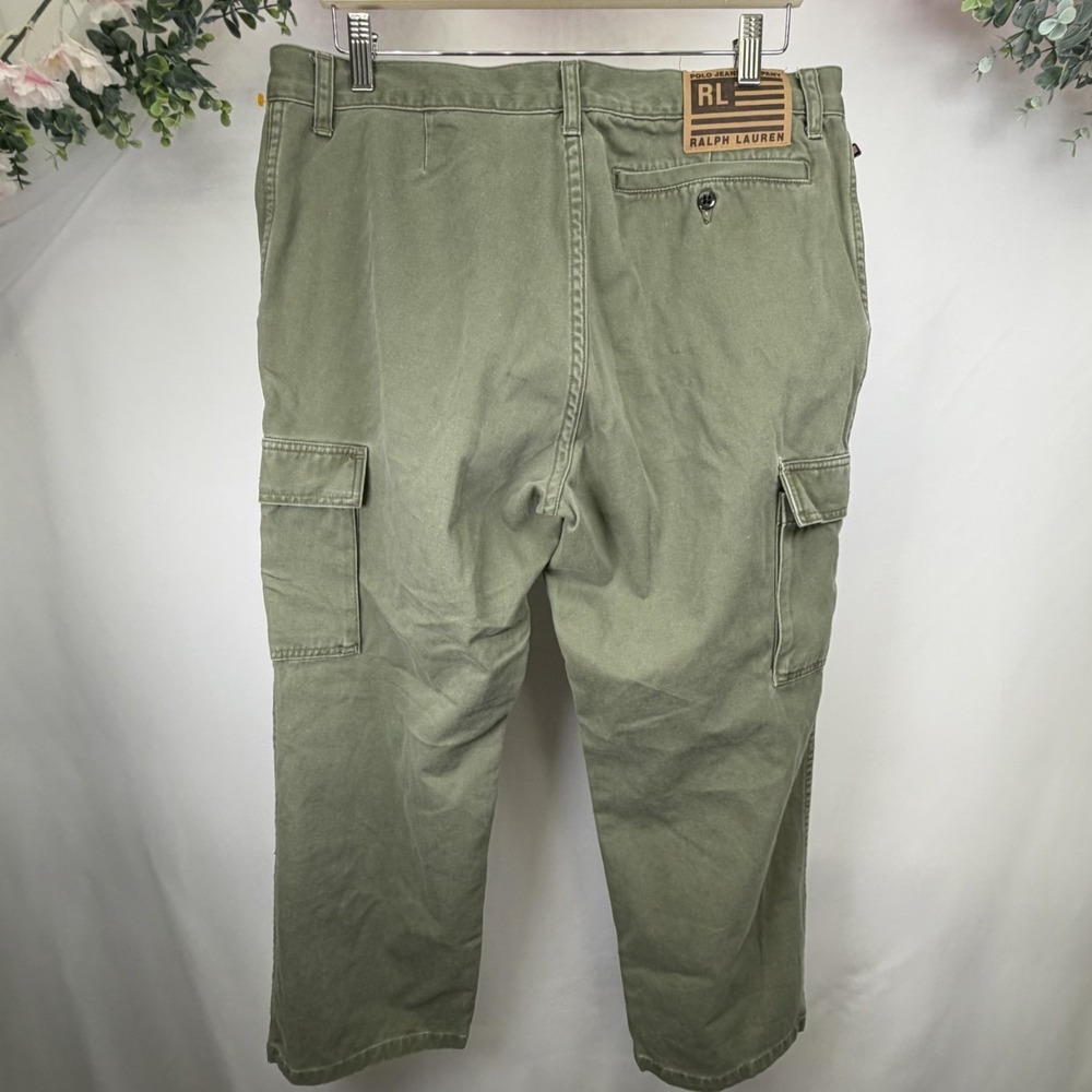 Ralph Lauren‎ Polo Jeans Olive Green Straight Leg Cargo Pants Size 14 - Picture 3 of 7